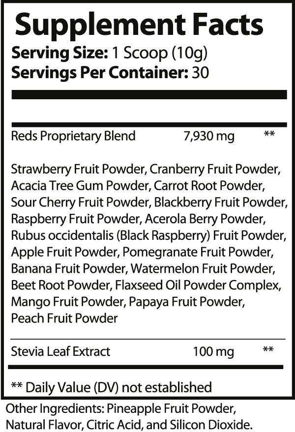 Red Superfood Antioxidants (Kiwi Strawberry) - 300mg ingredients
