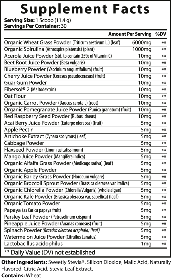 Organic Greens Detox (Strawberry Watermelon) ingredients