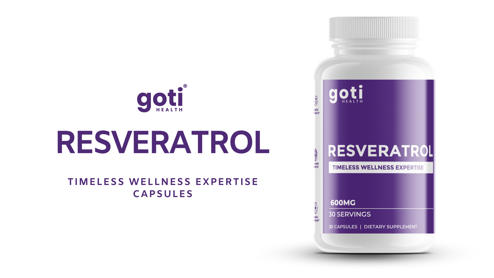 Goti Health Resveratrol – antioxidant supplement for heart health, anti-aging, and brain function support.