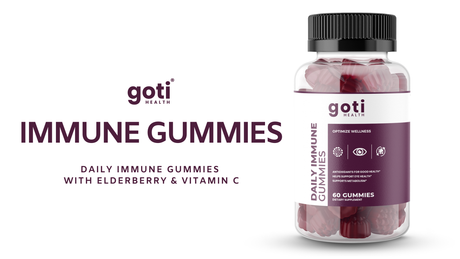 Goti Health Elderberry Vitamin C Gummies – powerful immune-boosting supplement with elderberry and Vitamin C, made with natural ingredients.