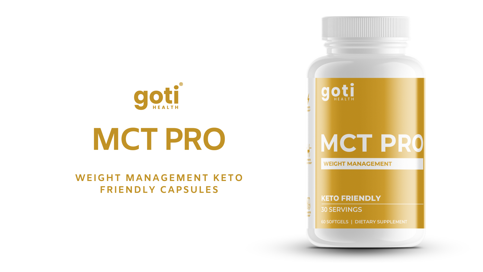 Goti Health MCT Pro – pure MCT oil for energy, mental clarity, and weight management, featuring C8 and C10 medium-chain triglycerides.