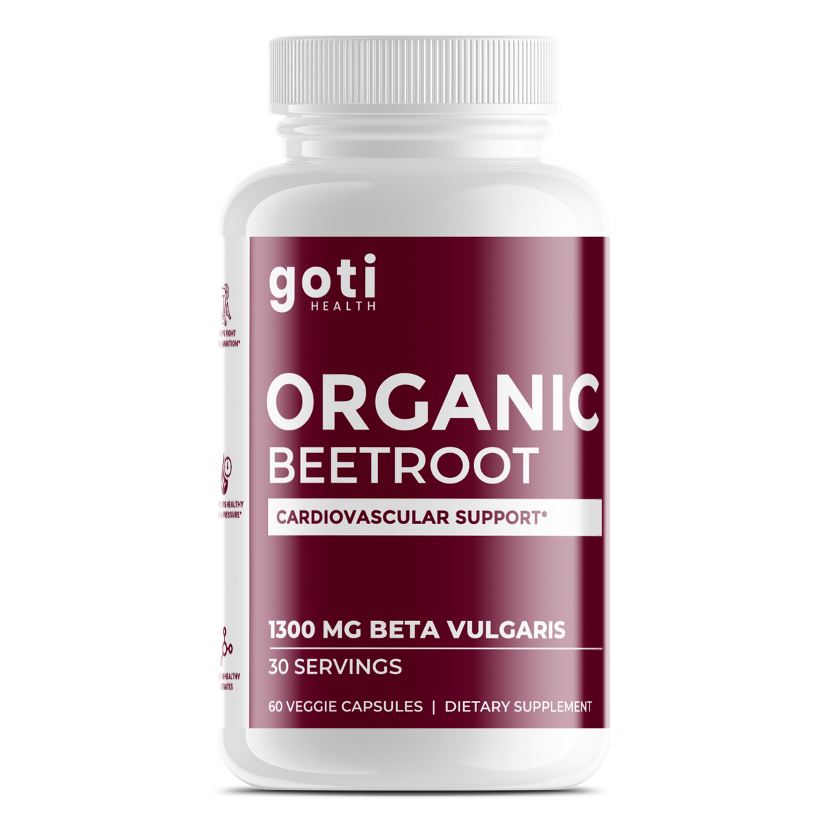 Organic Beetroot 1300mg Beta Vulgaris Capsules