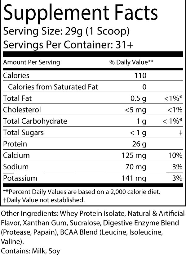 Whey Isolate Protein Powder (Vanilla Milkshake) - 2lb facts