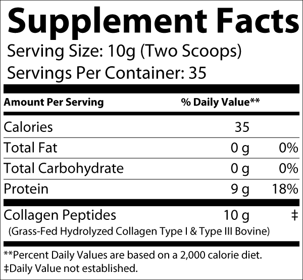 Collagen Type 1 & 3 Grass Fed Powder - 350g ingredients