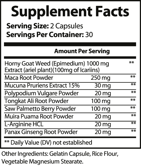 Horny Goat Weed Improved Sexual Function Capsules ingredients