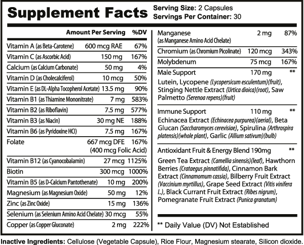 Men’s Multivitamin Capsules ingredients