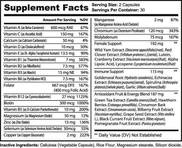 Women`s Multivitamin Capsules ingredients