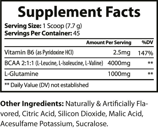 BCAA Shock Powder (Fruit Punch) ingredients