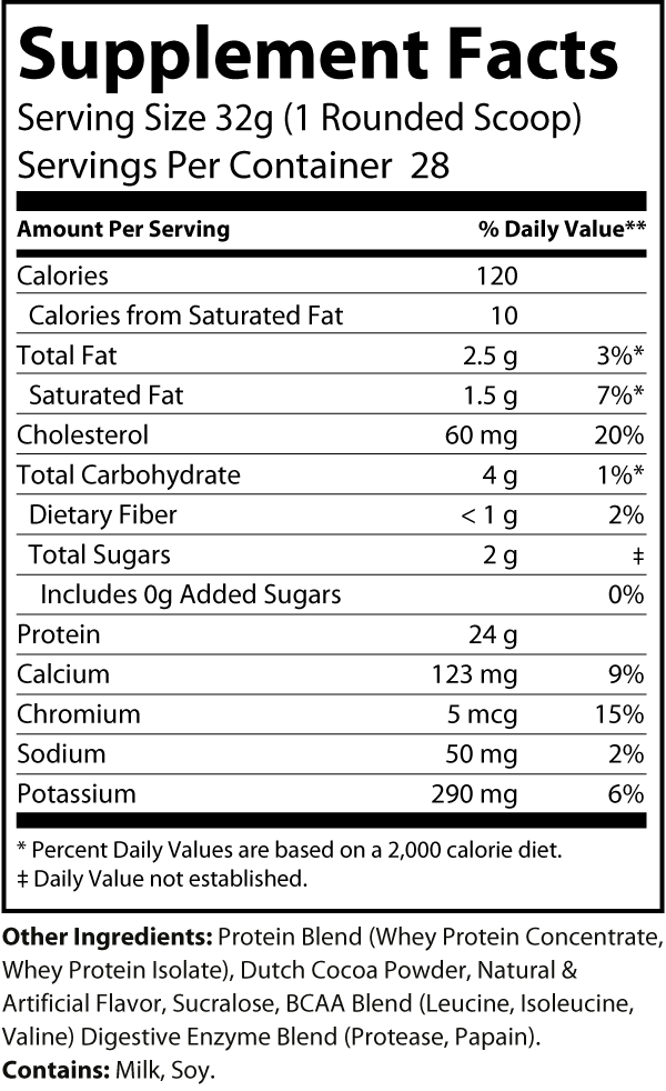 Whey Protein Powder (Chocolate Milkshake) - 2lb facts