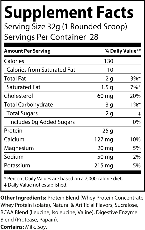 Whey Protein Powder (Vanilla Milkshake) - 2lb ingredients