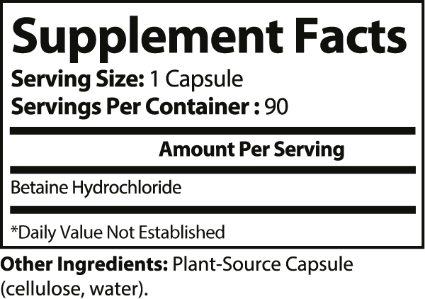 Betaine HCL+ Digestive Support Capsules ingredients