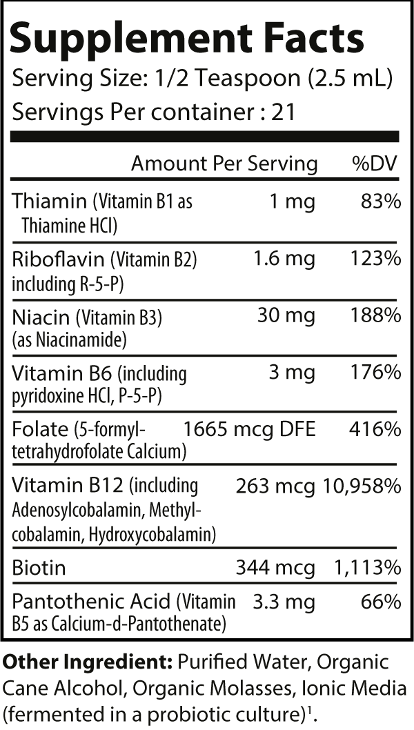 Fermented Vitamin B - 2fl oz ingredients