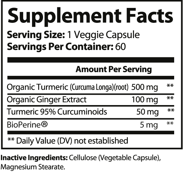 Turmeric + Ginger Flexibility & Joint Capsules ingredients