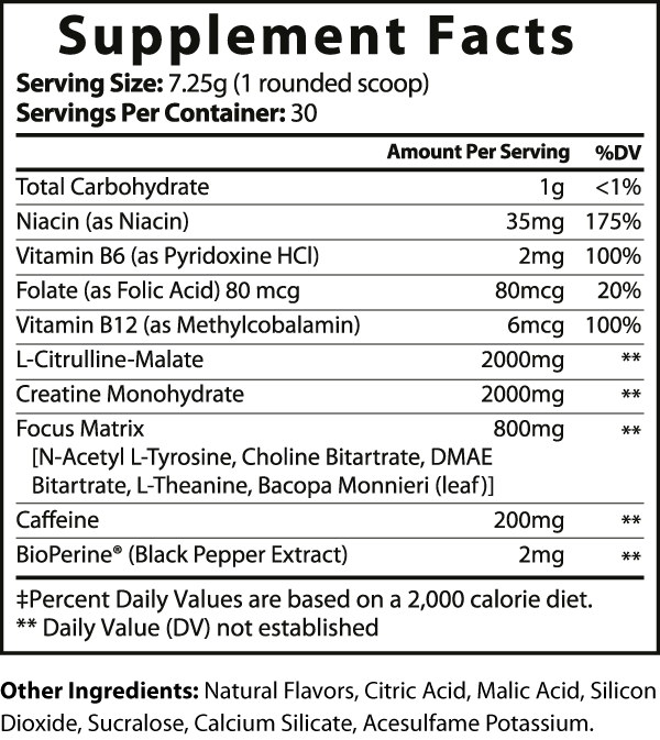 Pre Workout Nitric Shock Powder(Lemonade) ingredients