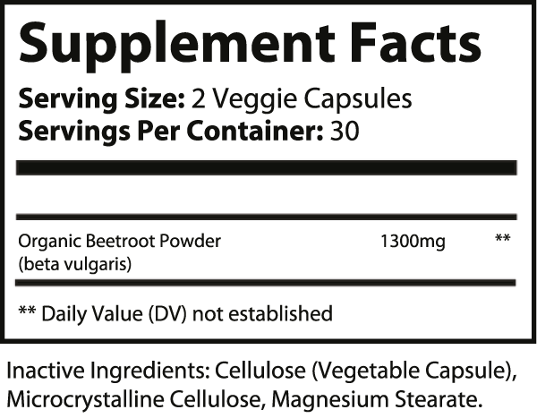 Organic Beetroot 1300mg Beta Vulgaris Capsules ingredients