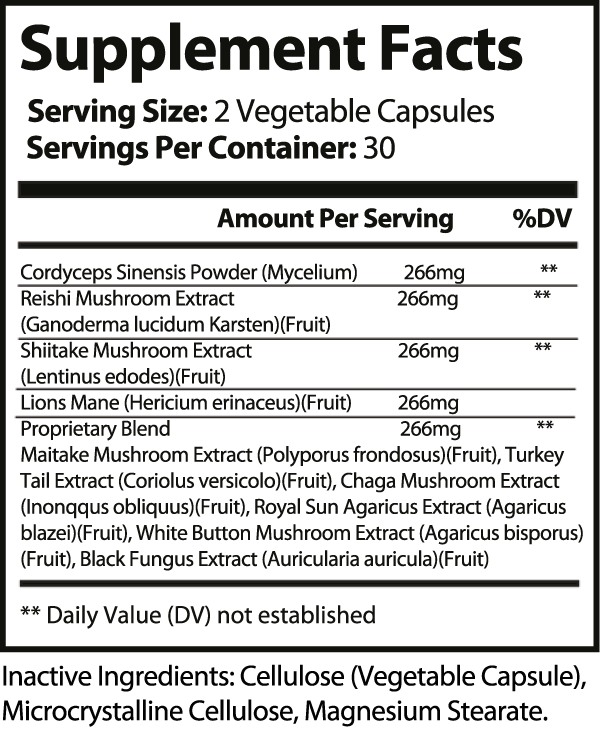 Mushroom Blend Immune Boosting Capsules ingredients